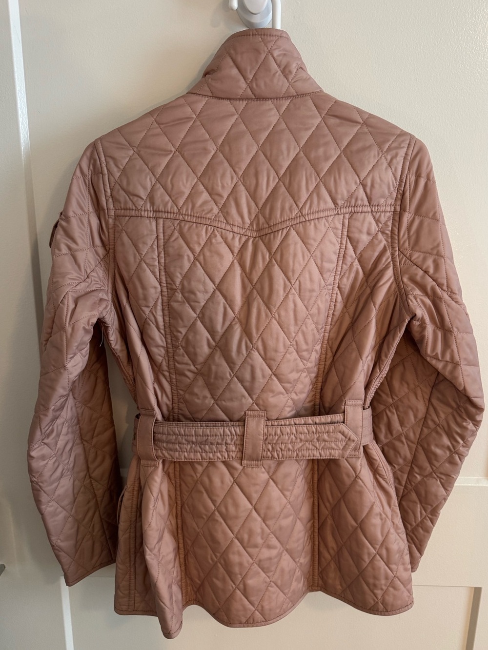Barbour Quilted Belted Utility Jacket in Rose Taupe - Picture 7 of 14